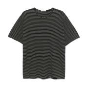 Lemaire Randig Bomull T-shirt Svart Black, Herr