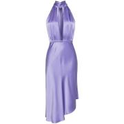 Elisabetta Franchi Lila Satin Halterneck Klänning Purple, Dam