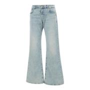 7 For All Mankind Flare Jeans i Sahara Blå Blue, Dam