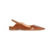 Mara Bini Brun läder slingback sandaler spetsig design Brown, Dam