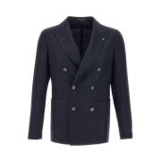 Tagliatore Blå Ull och Kashmir Blazer med Spetsig Revers Blue, Herr