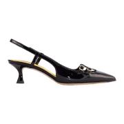 Mara Bini Svarta Lackläder Slingback Sandaler Black, Dam