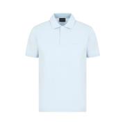 Emporio Armani Blå Polo Hals T-shirts med Micro Eagle Blue, Herr