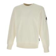 Moose Knuckles Vit Bomulls Sweatshirt med Crew Neck White, Herr