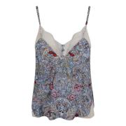 Zadig & Voltaire Mjuka Brittiska Blommor Crepe Topp Gray, Dam