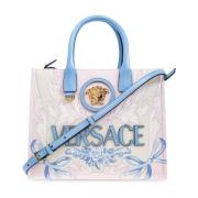 Versace Liten shopper väska med Medusa Beige, Dam