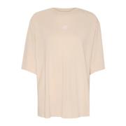 Gestuz Ancient Scroll Broderad Tee Top Beige, Dam