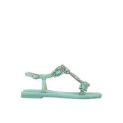 ALMA EN PENA Platt sandal med strass Green, Dam