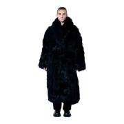 ENTIRE STUDIOS Faux-Fur Shawl Coat Black, Herr