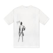 Y-3 Bomull T-shirt med tryck White, Herr