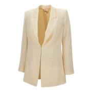 Elisabetta Franchi Vit Jacquard Lozenge Blazer White, Dam