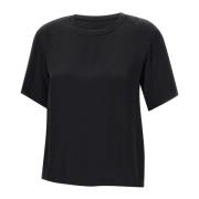 KAOS Svart viskosblus med asymmetrisk fåll Black, Dam