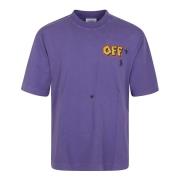 Off White Blå Crew Neck Logo Print T-shirt Purple, Herr