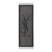 Saint Laurent Grått Sidenscarf med Fransar Gray, Herr