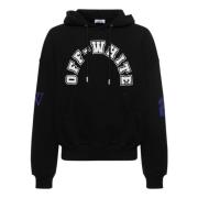 Off White Logo Hoodie Sweatshirt Svart Vit Black, Herr