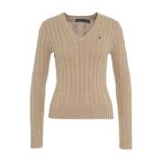 Polo Ralph Lauren Beige Kabelstickad Pullover Ss25 Beige, Dam