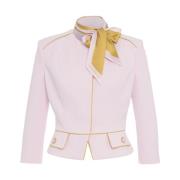 Elisabetta Franchi Rose Crepe Blazer med Självknut Krage Pink, Dam