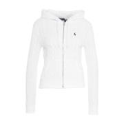 Polo Ralph Lauren Vit Cable Stickad Cardigan Sweatshirt White, Dam