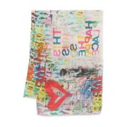 Faliero Sarti Graffiti Print Fransad Kant Halsduk Multicolor, Dam