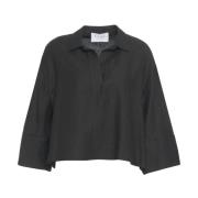 KAOS Svart Polo Krage Blus Elegant Stil Black, Dam