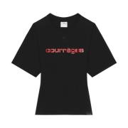 Courrèges Tryckt T-shirt Svart Rubin Black, Dam