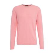 Roberto Collina Rose Stickad Crewneck Tröja Ss25 Pink, Herr