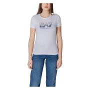 Emporio Armani EA7 Kortärmad bomullst-shirt kollektion White, Dam