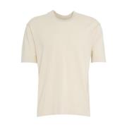 Paolo Pecora Vit Stickad T-shirt med Ribbad Krage Beige, Herr