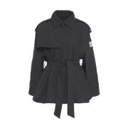 Afterlabel Svart Kort Trenchcoat Stilfull Lagring Black, Dam