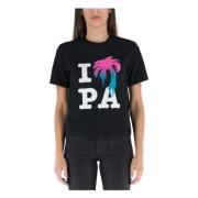 Palm Angels Bomull T-shirt I Love Pa Black, Dam