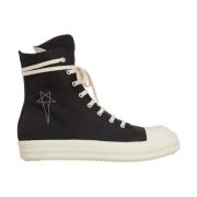 Rick Owens Denim Black Pearl High Top Sneaker Black, Herr