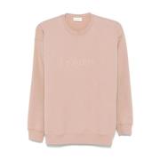 Saint Laurent Rosa Sweatshirt med Broderad Logotyp Pink, Dam