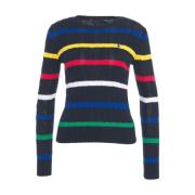 Polo Ralph Lauren Blå Randig Kabelstickad Tröja Multicolor, Dam