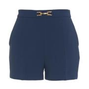 Elisabetta Franchi Blå Bermuda Shorts med Gyllene Accenter Blue, Dam