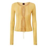 PINKO Genomskinlig Crepe Stickat Yellow, Dam