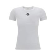 Marine Serre Broderad Detalj Slim Fit Bomull T-shirt White, Dam