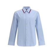 Gucci Web Randig Poplin Skjorta Blue, Herr