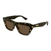 Bottega Veneta Geometriska solglasögon i Havana Brown Black, Unisex