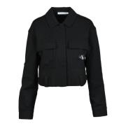 Calvin Klein Jeans Kort Jerseyjacka med Dragkedja Black, Dam