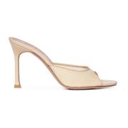 Amina Muaddi Beige Mesh Sandaler med 95mm Klack Beige, Dam