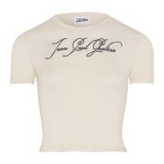 Jean Paul Gaultier Elegant Beige Tattoo Print T-shirt Beige, Dam