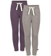 Minymo Sweatpants - 2-pack - Ljusbrun/BlÃ¥melerad