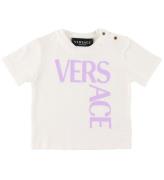 Versace T-shirt - Logo Print - Vit/Lila