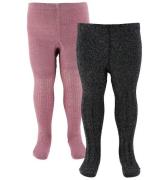 Minymo Strumpbyxor - 2-pack - Rosa/Svart m. Glitter