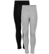 Minymo Leggings - 2-pack - Svart/GrÃ¥