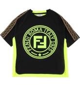 Fendi T-shirt - Svart/Neongul m. Logo