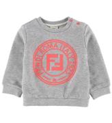 Fendi Sweatshirt - GrÃ¥melerad m. Neonrosa/Logo