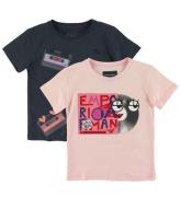 Emporio Armani T-shirts - 2-pack - MarinblÃ¥/Rosa m. Print