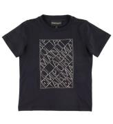 Emporio Armani T-shirt - MarinblÃ¥ m. Broderi