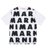 Marni T-shirt - Vit m. AOP Logo